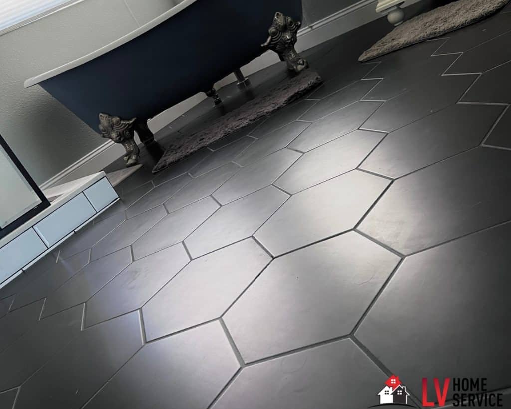 Black Hexagon Bathroom Flooring