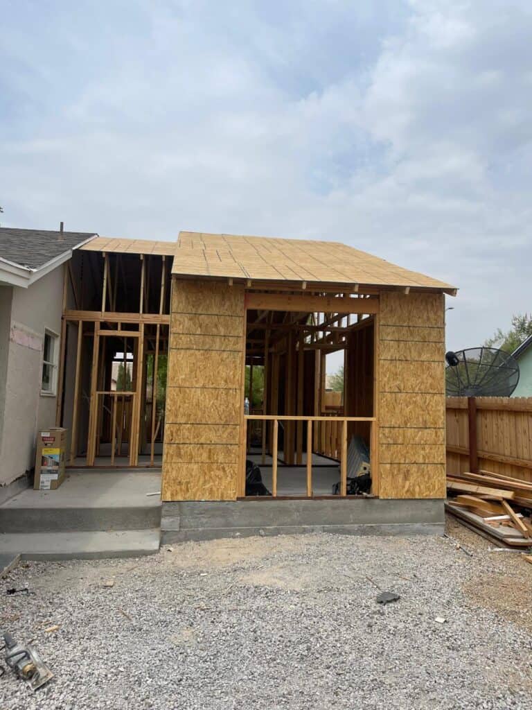 Installing Wooden frame and Plywood Sheathing - Home Addition