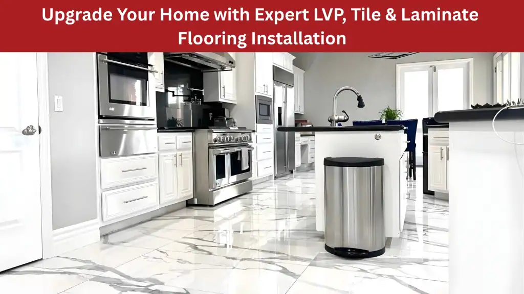 Kitchen with LVP, tile, and laminate flooring installation
